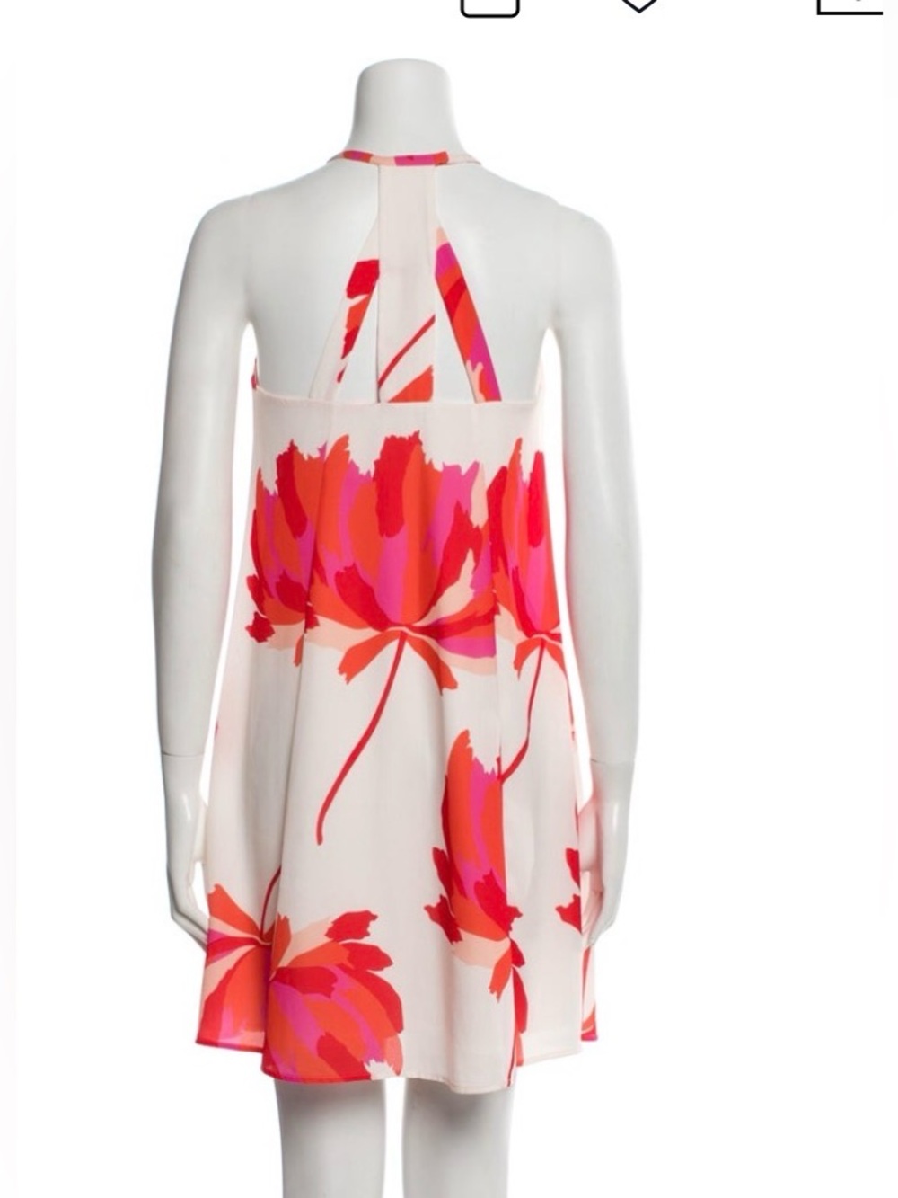 CROSBY by Mollie Burch Cream Halter Mini Dress with Pink and Red Floral Print - Picture 3 of 5